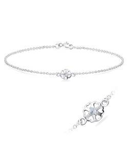 Flower heart Shaped CZ Crystal Silver Bracelet BRS-1114